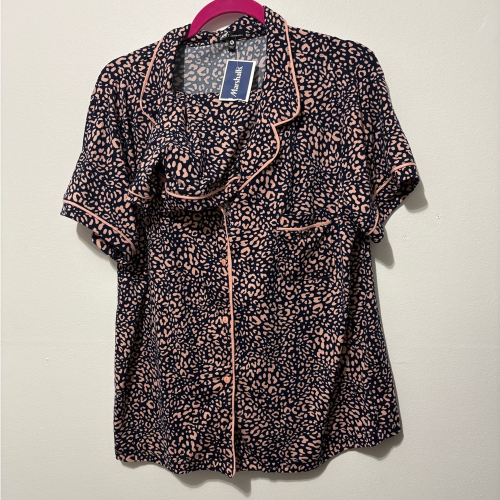 NWT TART Intimates Pink Cheetah Print Pajama Set Size XL Shorts/ Short-sleeve